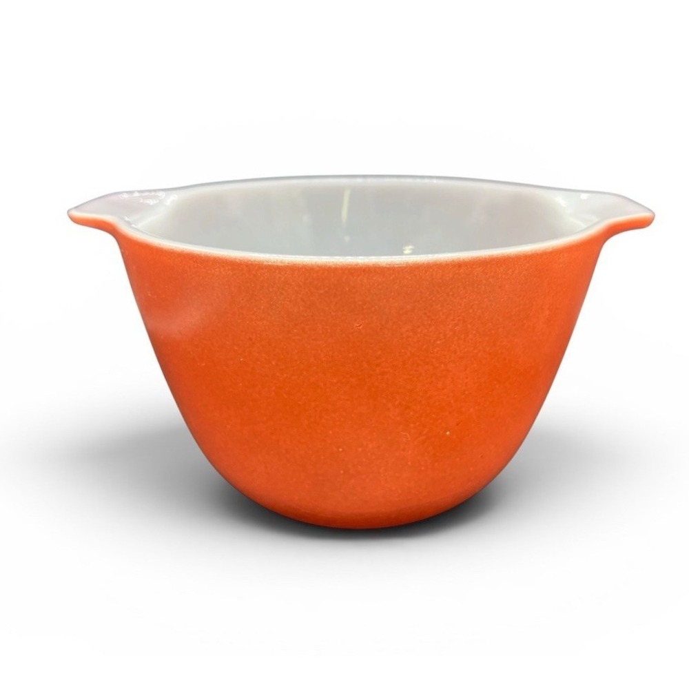 Vintage Fire King Anchor Hocking 606 Orange Ombre Handled Mixing Bowl USA MCM